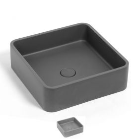 Vasque béton carrée, 39x39 cm, gris, T2