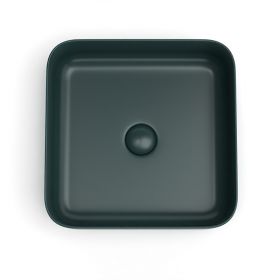 Vasque à poser, 38.5x38.5 cm, Vert foncé mat, Art - image 2