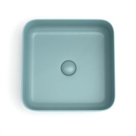 Vasque à poser, 38.5x38.5 cm, Vert d'eau mat, Art - image 2