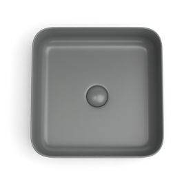 Vasque à poser, 38.5x38.5 cm, Gris ciment mat, Art - image 2