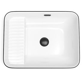 Vasque à encastrer, 56,5x43 Cm, Blanc brillant et Fil noir, Elea - image 2