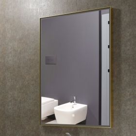 Miroir 50x70 cm rectangulaire, antibuée, cadre doré brossé, Châtelet - image 2