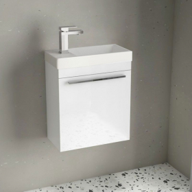 Meuble lave-mains blanc et vasque en résine mate , 44cm, Mini - image 2