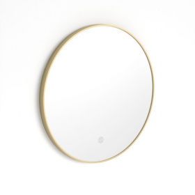 Miroir Ø50 cm rond, antibuée, cadre doré brossé, Châtelet