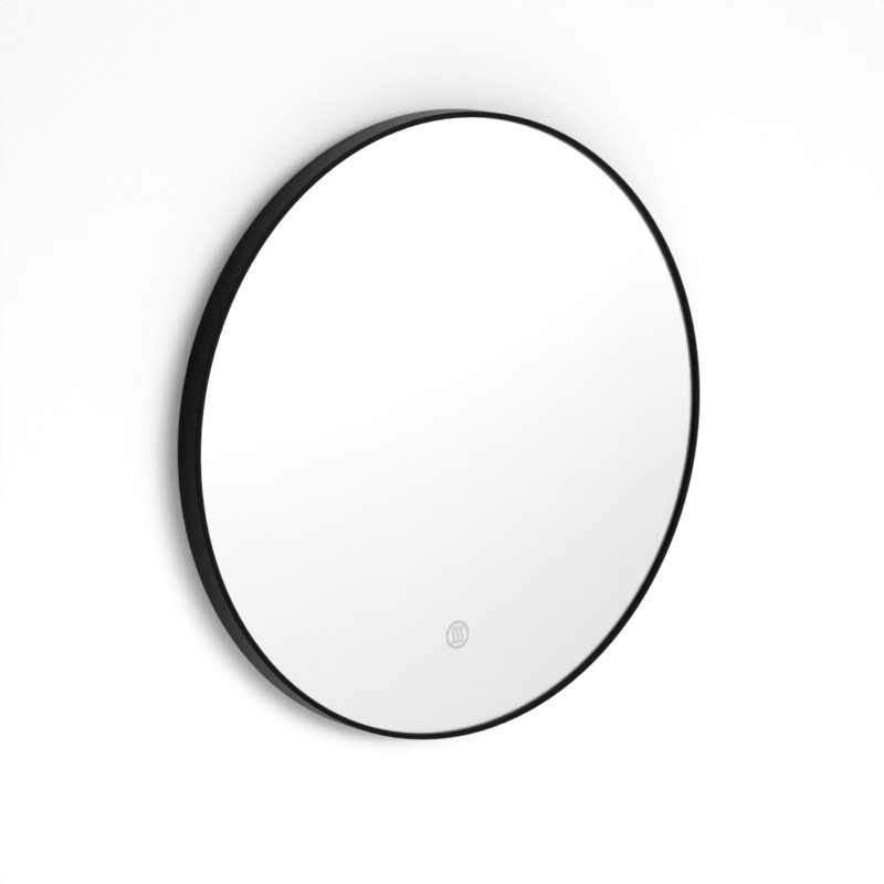 Miroir Ø50 cm rond, antibuée, cadre noir mat, Châtelet