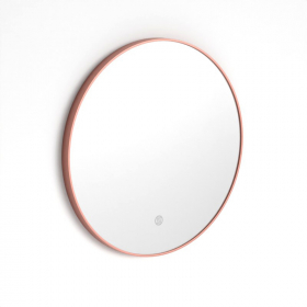 Miroir Ø50 cm rond, antibuée, cadre doré rose brossé, Châtelet