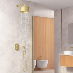 Composition mitigeur de douche encastrée avec pomme cloche doré brossé, Châtelet - image 2