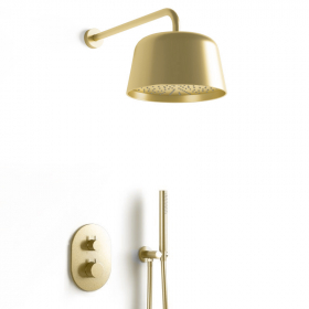 Composition mitigeur de douche encastrée avec pomme cloche doré brossé, Châtelet