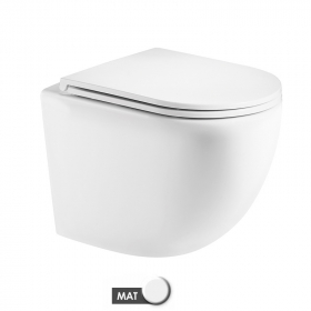 Bâti Geberit Duofix Extra-Plat + Plaque doré brossé + WC suspendu Kivu blanc mat Rimless - image 2