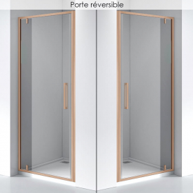 Porte de douche pivotante, Sur mesure de 58 à 95,4 cm, Doré Rose Brossé, Arena - image 2