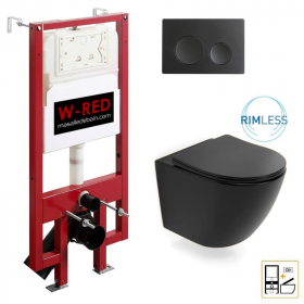 Pack Bati-support EXTRA PLAT W-RED + WC Noir mat + plaque noir