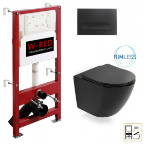 Pack Bati-support PRO W-RED + WC Noir mat + Plaque