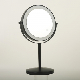 Miroir cosmétique grossissant 5X + Led, Noir mat, Elvire - image 2