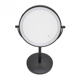 Miroir cosmétique grossissant 5X + Led, Noir mat, Elvire