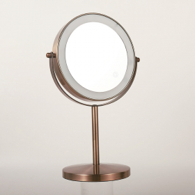 Miroir cosmétique grossissant 5X + Led, Doré Rose Brossé, Elvire - image 2