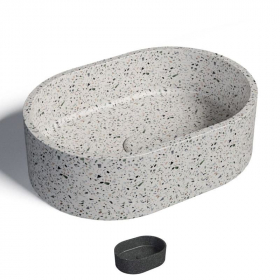 Vasque béton ovale, 40x28 cm, terrazzo, T3