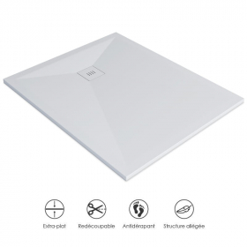 Receveur de douche 100 x 120, 140, 160cm, Solide Surface Blanc mat, Golfe