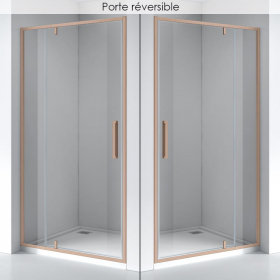 Porte de douche pivotante + fixe, Sur mesure de 93 à 165,4 cm, Doré Rose Brossé, Arena - image 2