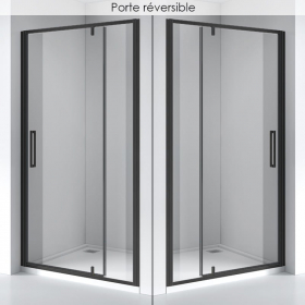 Porte de douche pivotante + fixe, Sur mesure de 93 à 165,4 cm, noir Brossé, Arena - image 2