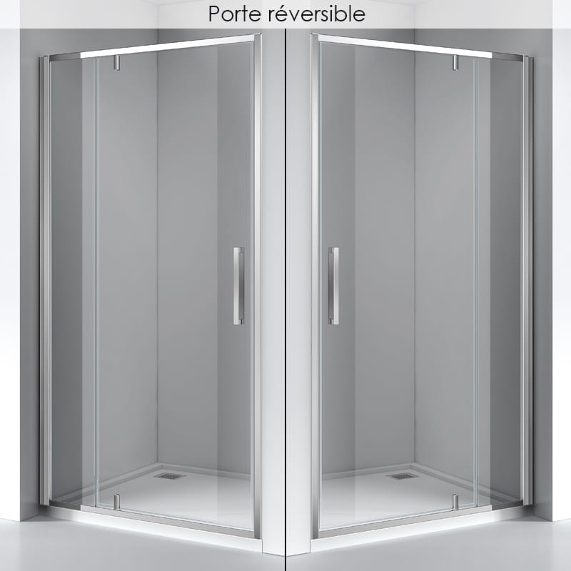 Porte de douche pivotante + fixe, Sur mesure de 93 à 165,4 cm, Chrome, Arena - image 2