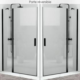 Porte de douche pivotante + fixe de 80 à 120cm Noir mat, Padel - image 2