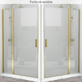 Porte de douche pivotante + fixe de 80 à 120cm Doré mat, Padel - image 2