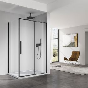Cabine de douche, retour fixe de 70cm et porte de 100,120 ou 140, noir mat, Arena - image 2