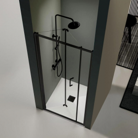 Porte de douche pliable, noir mat, de 66 à 94 cm Prisma - image 2