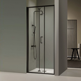 Porte de douche pliable, noir mat, de 66 à 94 cm Prisma