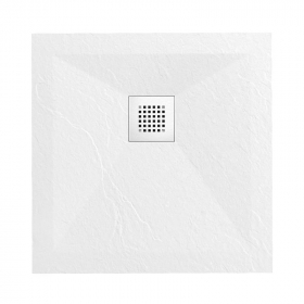 Receveur de douche 70x70 cm, grille blanche, Composite Blanc, Fjord - image 2