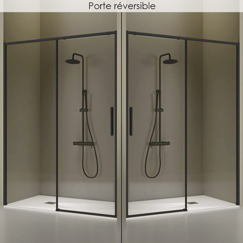 Porte de douche coulissante, de 106 à 182.6cm, profilé noir mat, Delta - image 2