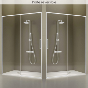 Porte de douche coulissante, de 106 à 182.6cm, profilé blanc mat, Delta - image 2