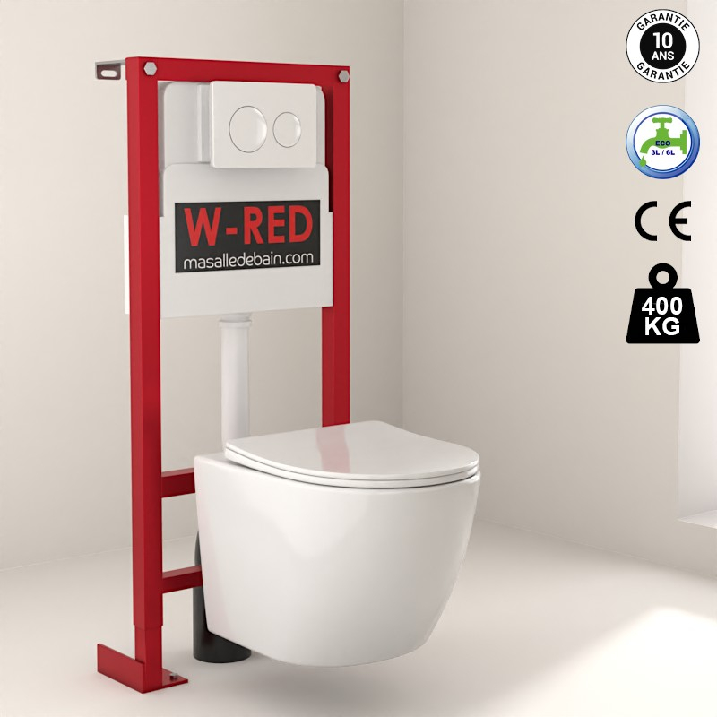 PACK Bati-support STANDARD Autoportant W-RED + plaque blanche + WC Célia