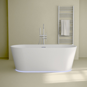 Baignoire îlot, Balnéo Mat, 170x75x60 cm, Balnéo Air + LED, Résia