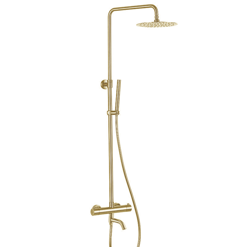 Colonne bain-douche avec mitigeur thermostatique, Ø25cm, doré brossé, Châtelet III