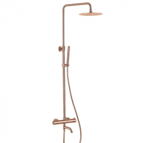 Colonne bain-douche avec mitigeur thermostatique, Ø25cm, doré rose brossé, Châtelet III