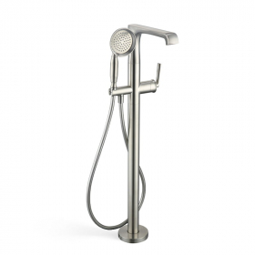 Robinet mitigeur de bain au sol, inox brossé, Art Déco