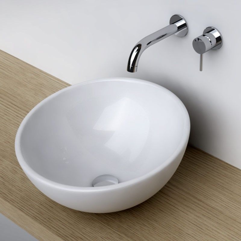 Lavabo-vasque à poser en céramique en forme de bol Lavabo pour salle de bain 
