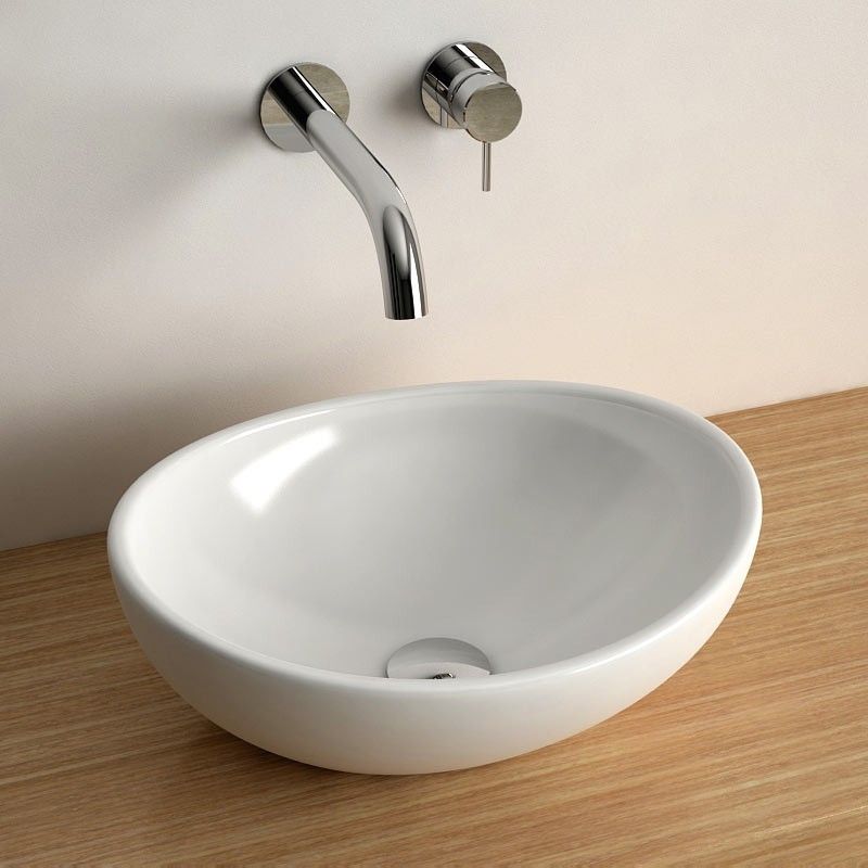 Vasque à poser ovale 40x33 cm céramique, Aoki
