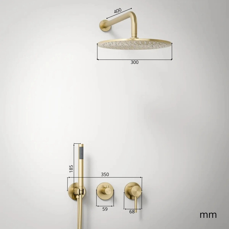 Composition mitigeur de douche encastrée, pomme de tête et set douchette