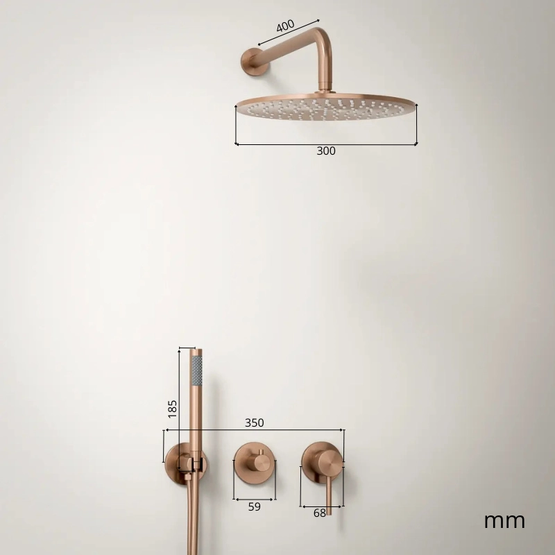 Composition mitigeur de douche encastrée, pomme de tête et set douchette