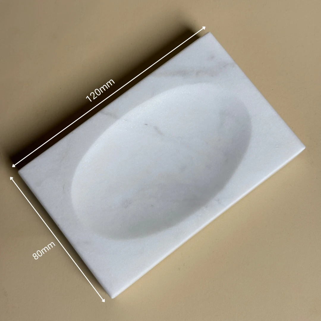 Schéma technique Porte savon à poser, marbre véritable blanc