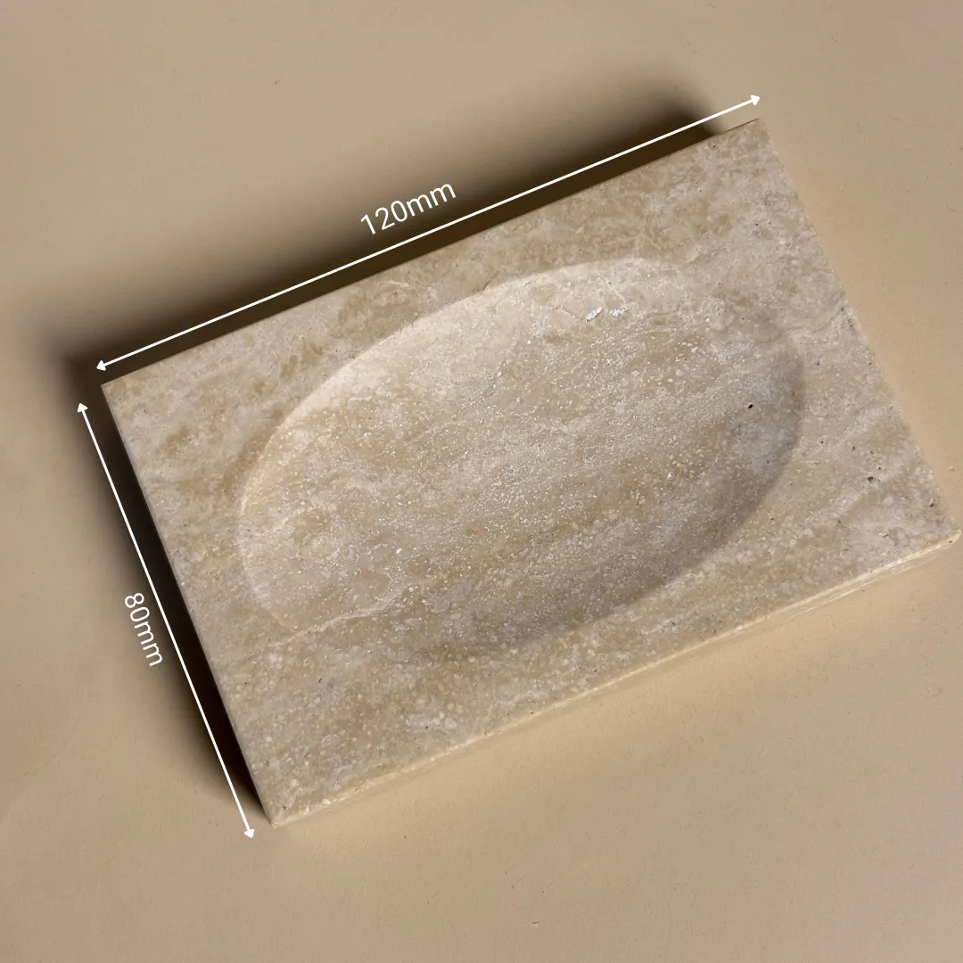 Schéma technique Porte savon à poser, véritable travertin beige