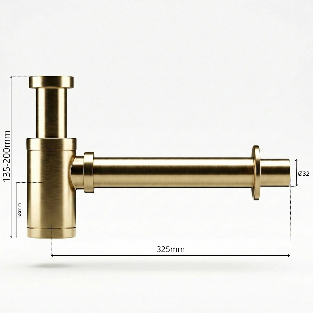 Schéma coté siphon en inox doré brossé