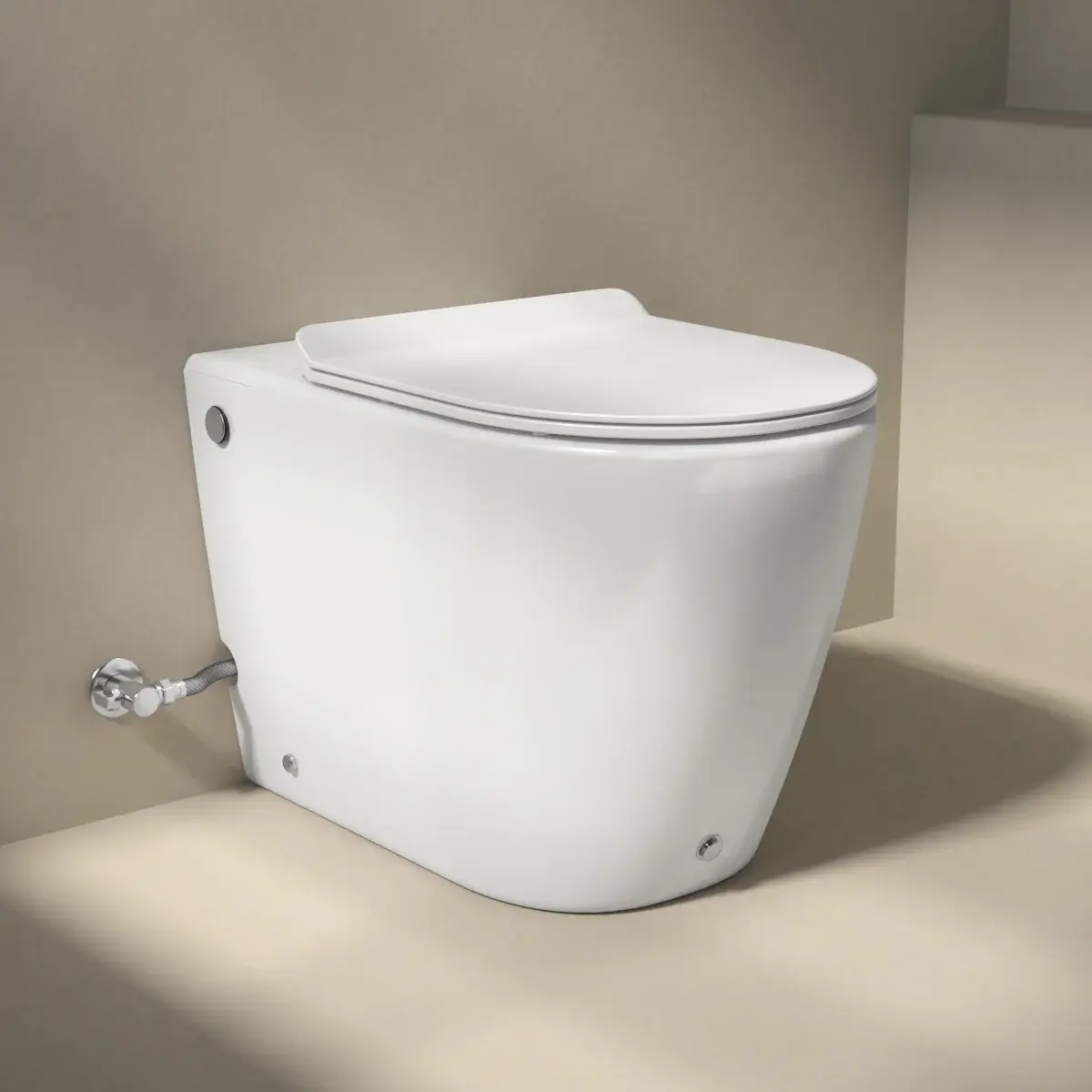 WC à poser blanc brillant ne nécessitant pas de réservoir + abattant Blanc brillant, W3.0 Lucio 2 