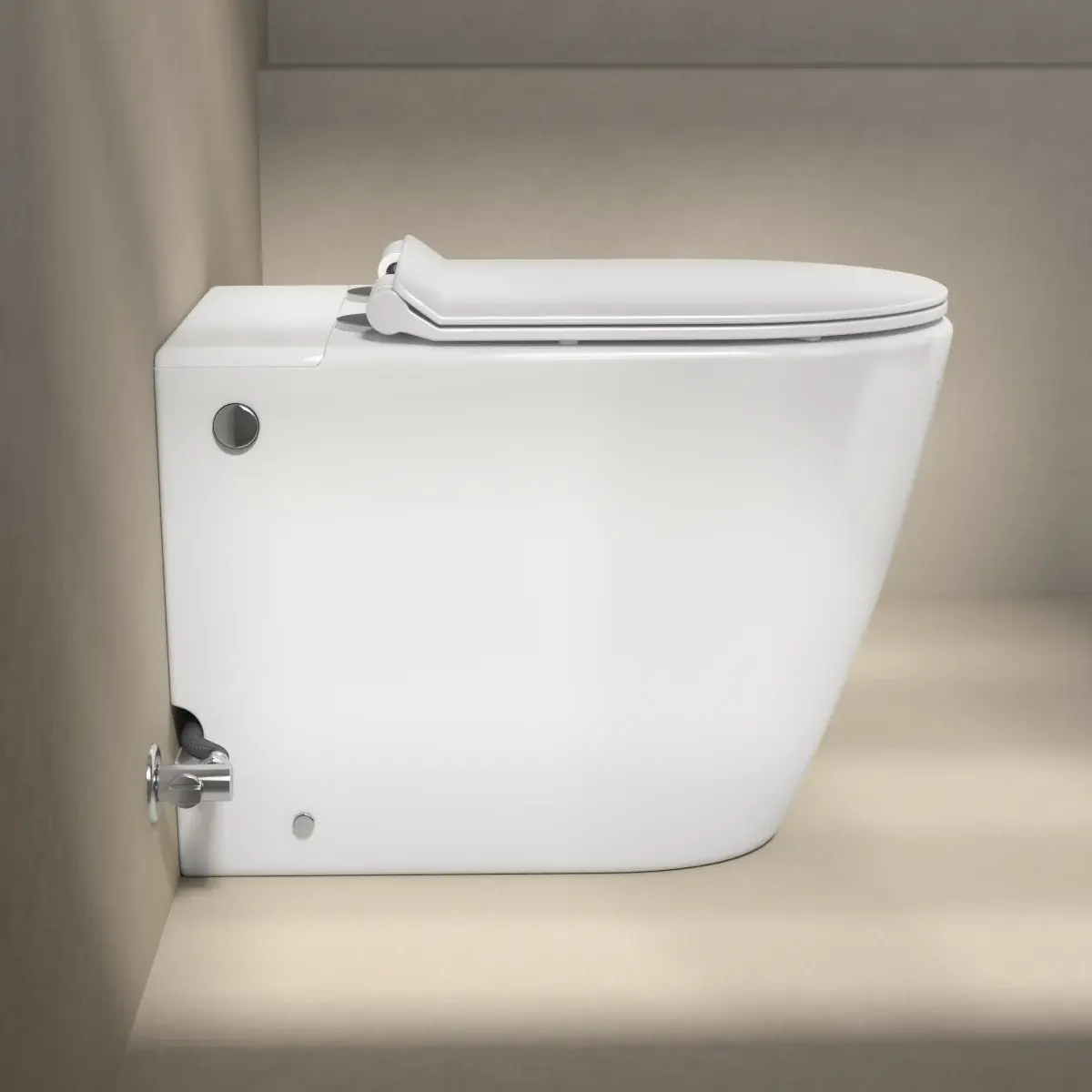 WC à poser blanc brillant ne nécessitant pas de réservoir + abattant Blanc brillant, W3.0 Lucio 2 