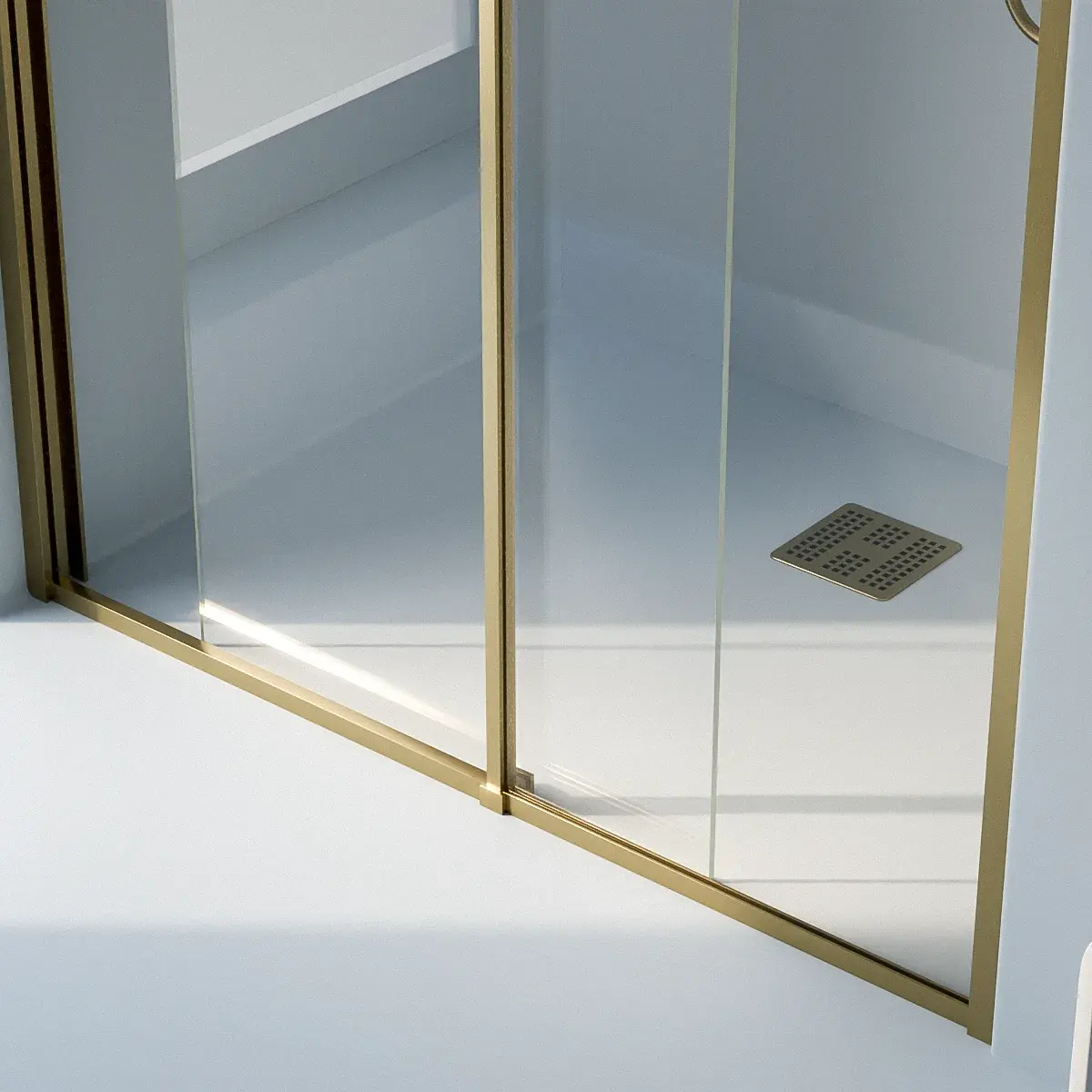 Porte de douche Coulissante de 106.8 à 168.5 cm Dorée brossé, Paro 