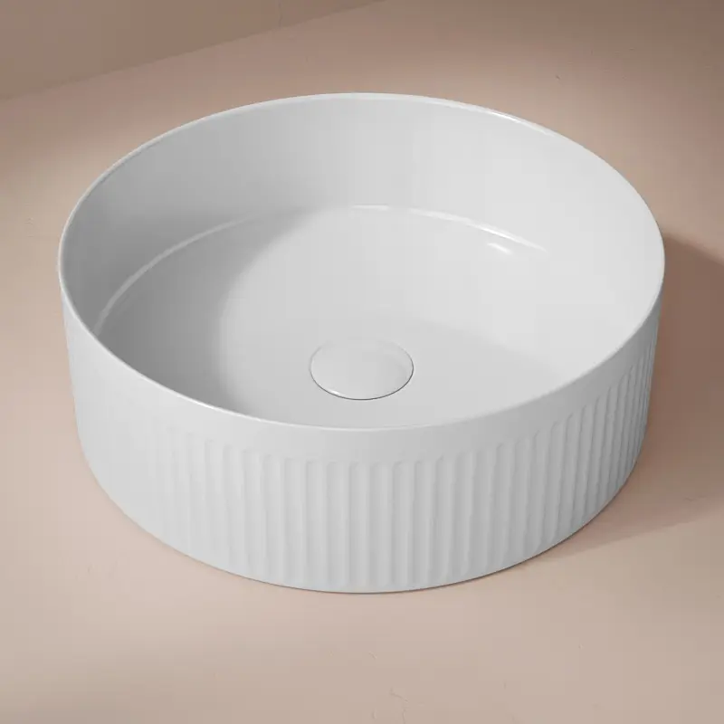 Vasque Vasque à poser cannelée, 37.5 cm, Blanc brillant Corinto Fino Cilin 