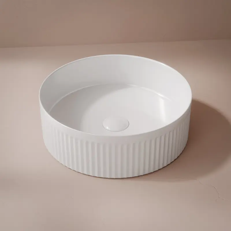 Vasque Vasque à poser cannelée, 37.5 cm, Blanc brillant Corinto Fino Cilin 