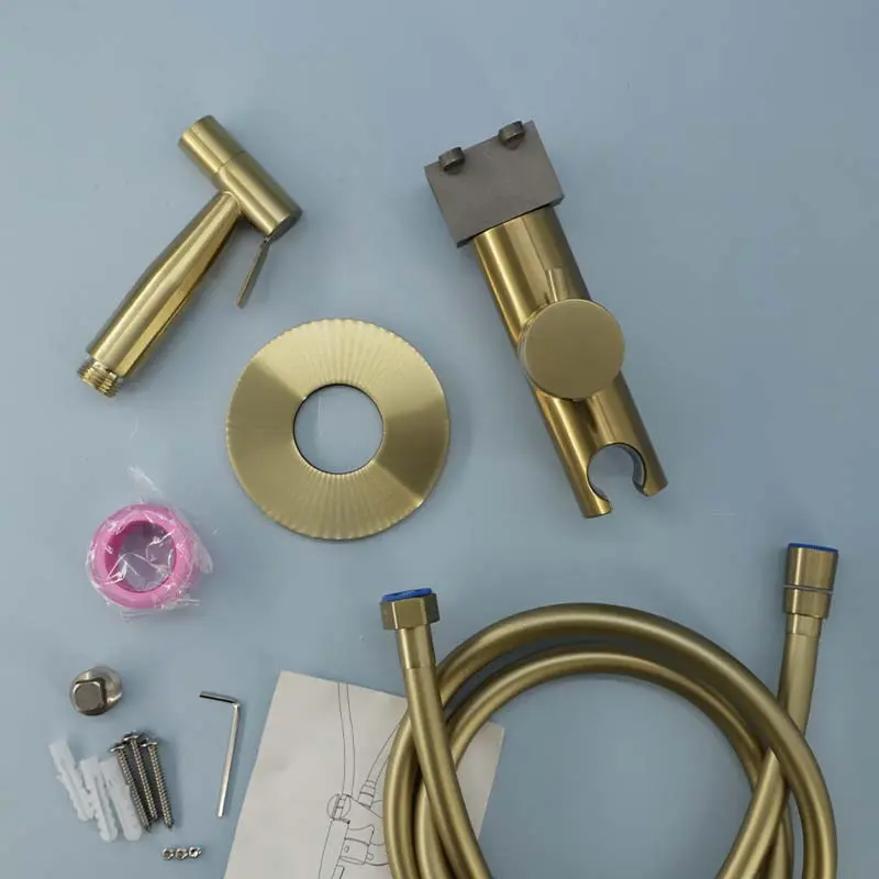 Set douchette hygiénique encastrée, doré brossé, Châtelet